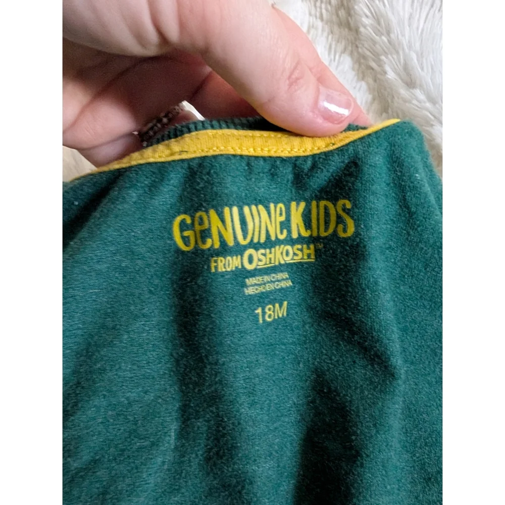 Genuine Kids Oshkosh Wizard Of Oz Green Graphic Short Sleeve Pocket Shirt 18 Mon